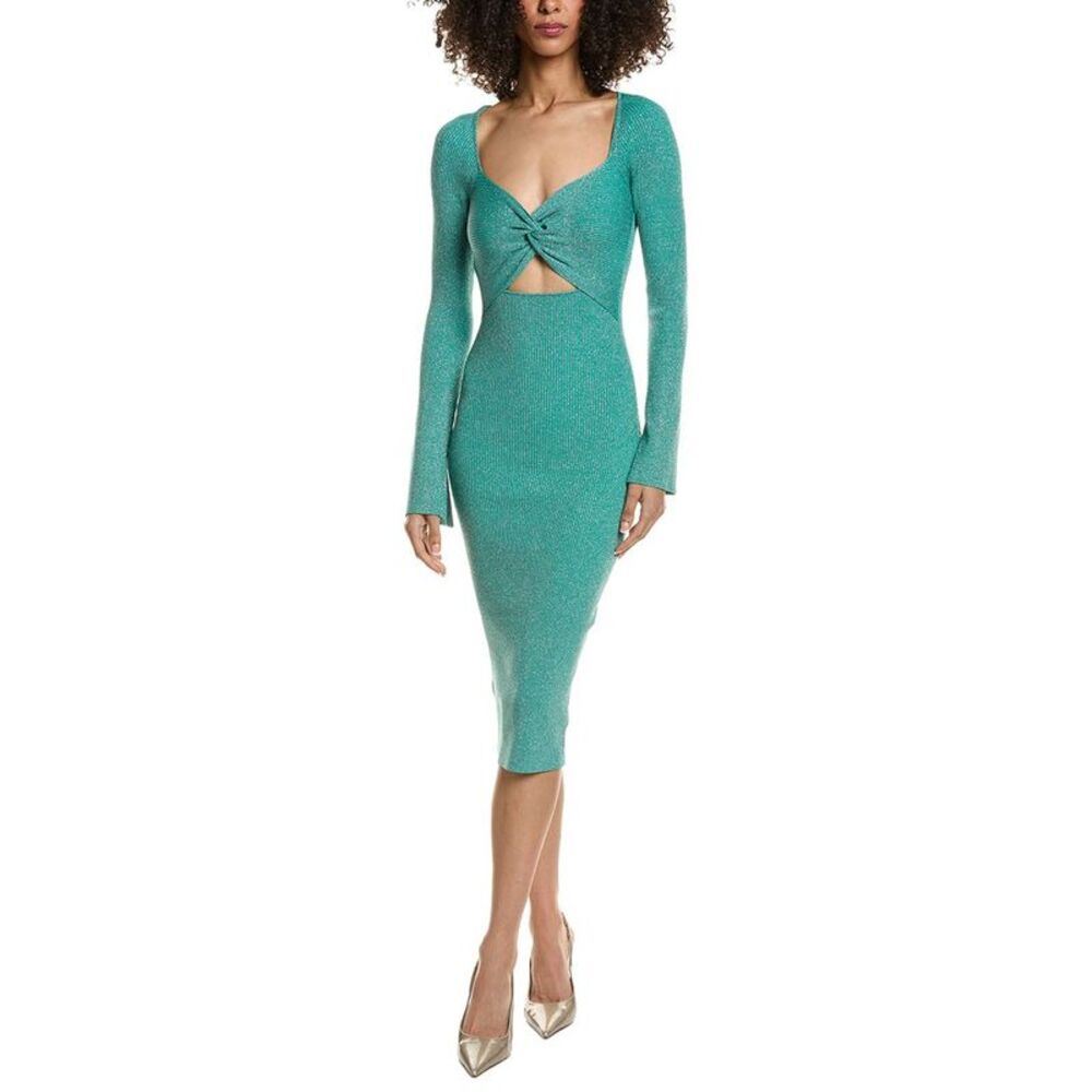L’Agence Womens L'agence Boa Twisted Front Midi Dress, Green